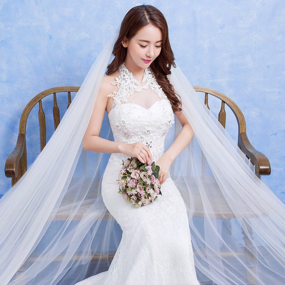 Wholesale new bride wedding fashion lace fishtail skirt Slim Skinny tail wedding dress D92 - Image 2