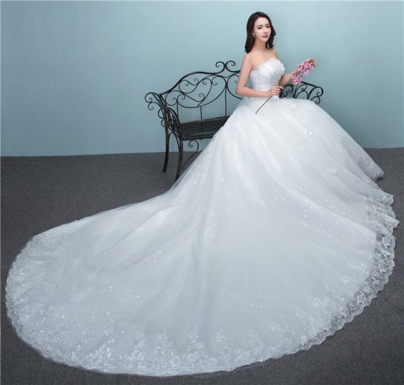 Aliexpress wedding bride wedding dress new large tail size wedding dress factory wholesale TH52 - Image 2