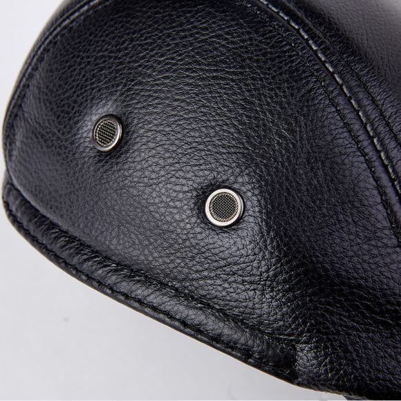Men Genuine Cowhide With Ear Flaps Beret Hats - Image 3