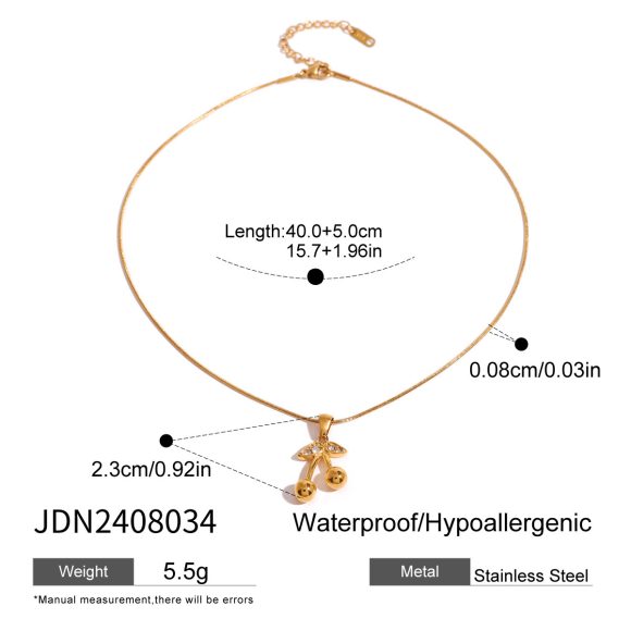 Stainless Steel Cherry Necklace Cute Earrings Ornament Women - Image 5