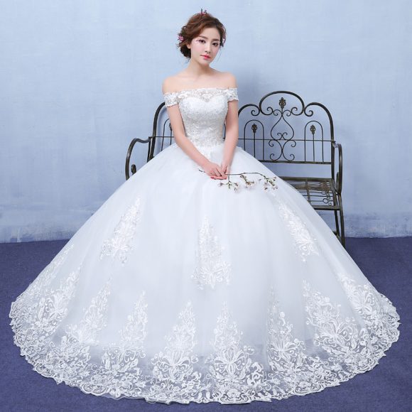 summer paragraph white word shoulder wedding dress lace wedding bride wedding dress wholesale custom - Image 3