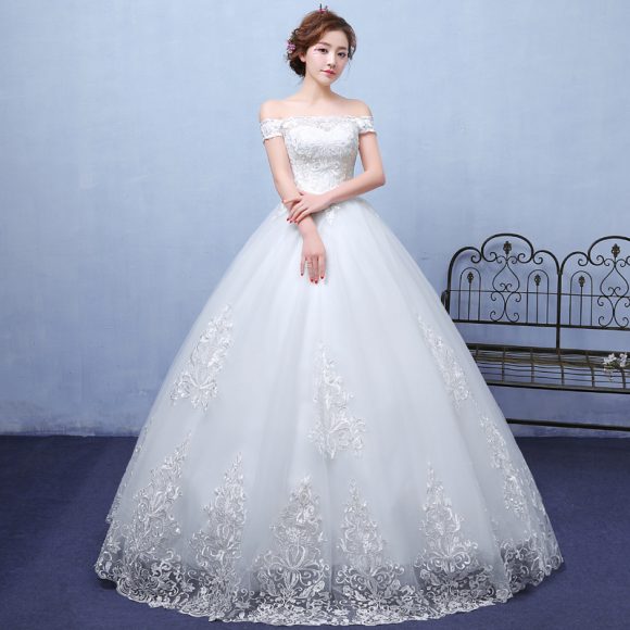 summer paragraph white word shoulder wedding dress lace wedding bride wedding dress wholesale custom - Image 4
