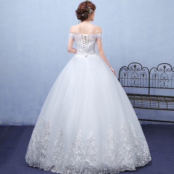 summer paragraph white word shoulder wedding dress lace wedding bride wedding dress wholesale custom - Image 2
