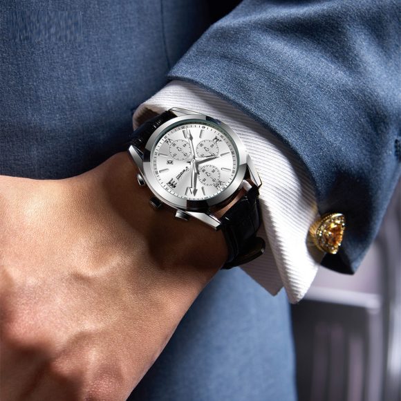 Fashion Men's Quartz Watch High-end Business Waterproof Watch Genuine Leather - Image 5