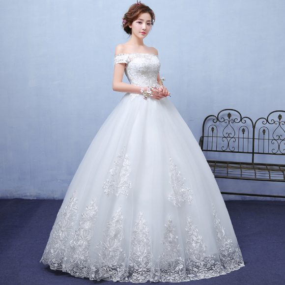 summer paragraph white word shoulder wedding dress lace wedding bride wedding dress wholesale custom - Image 6