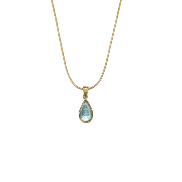 Simple Retro Water Drop Aquamarine Necklace For Women - Image 6