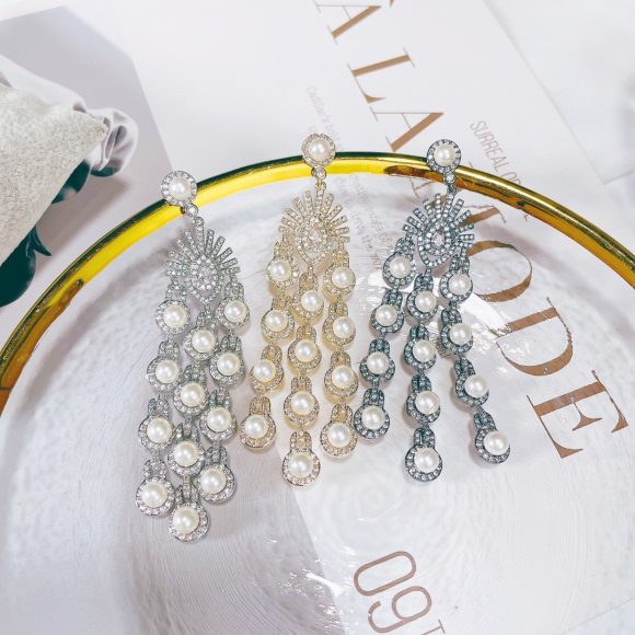 Micro Inlay Zircon Style Beaded Fringe Earrings - Image 6