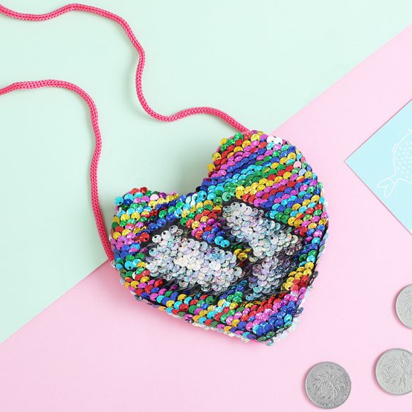 Sequined purse love lanyard shoulder diagonal package - Image 3
