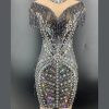 New Lady Wind Goddess Tassel Hanging Neck Dress Heavy Industry Nail Beads Hot Drill Luxury Design - Image 4