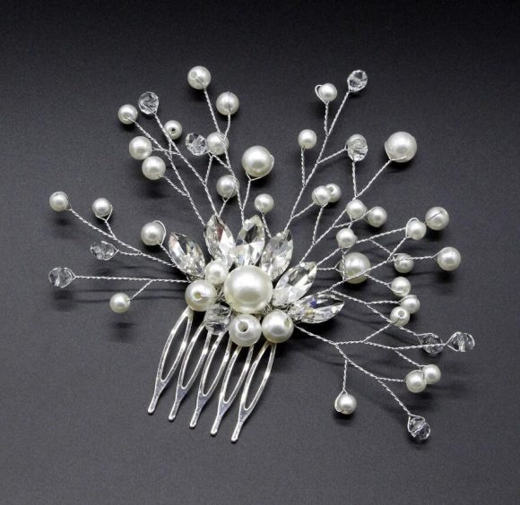 Pearl White Crystal Banquet Headdress Comb - Image 4