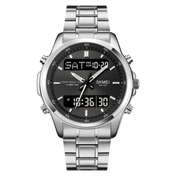 Multifunctional Men's Steel Strap Watch Double Display Sports - Image 2
