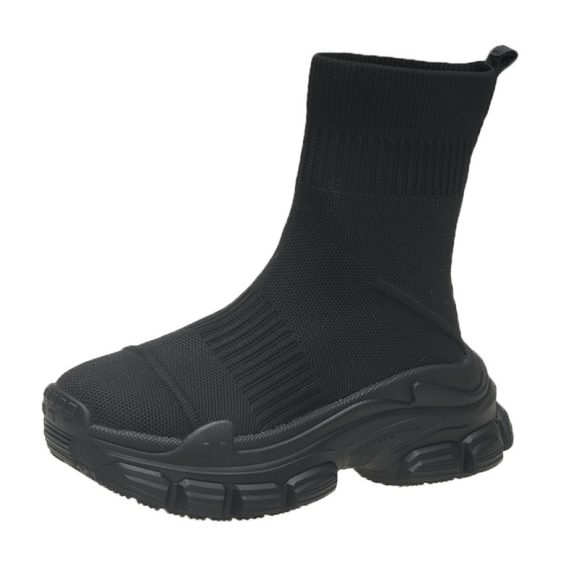 Platform Knitted Sports Casual Shoes And Boots - Image 4
