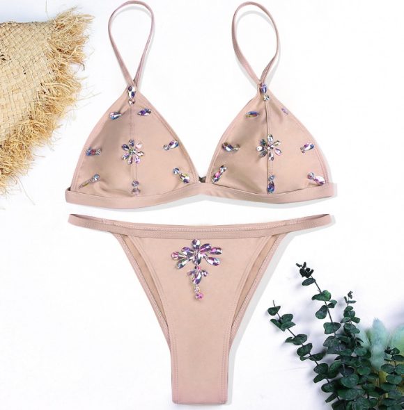 Women's Luxury Bling Diamond Bikini Set Women Push Up Bikini Set Swimsuit Crystal Bathing Suit Brazilian Low Waist Swimwear - Image 2