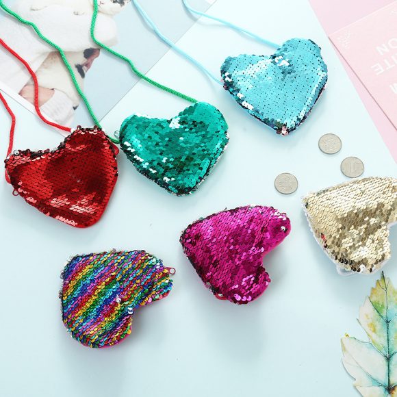 Sequined purse love lanyard shoulder diagonal package - Image 8