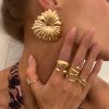 Metal Liquid Lava Ring Water Drop Hug Finger Ring Finger Ring Earrings Suit