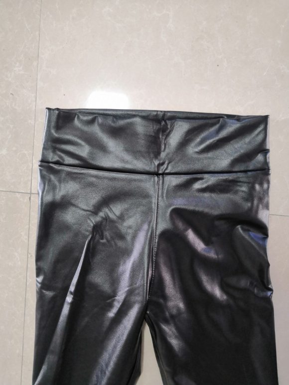 Reflective  Hip Leather Pants Elastic High Waist Leggings - Image 2