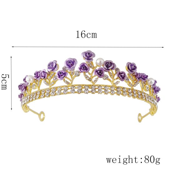 Purple Rose Crystal Jewelry Crown - Image 3