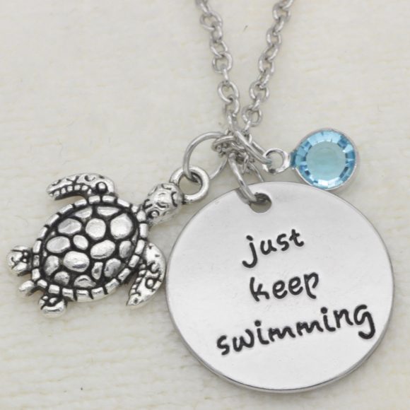 Letter Necklace Just Turtle Swimming Sea - Image 2