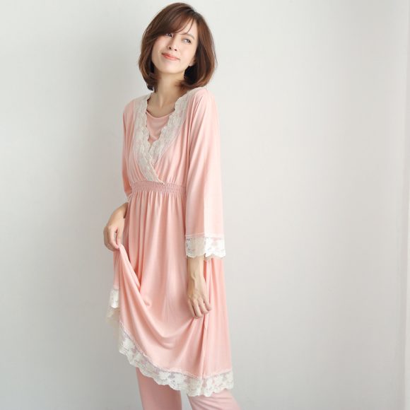 spring and autumn new Japanese maternity dress pregnant women breastfeeding clothes month clothes postpartum home service lace pajamas set - Image 2