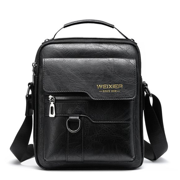 Popular Men's Messenger Bag One Shoulder Retro Business Backpack PU Leather Flaps Crossbody Bags Business Flap Male Solid Travel Bag - Image 7