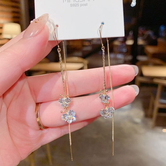South Korea Butterfly Rhinestone Rhinestone Earrings Women - Image 3