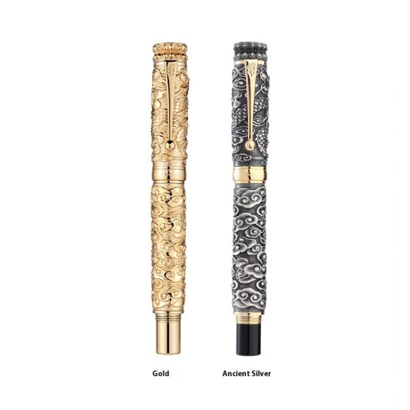 Retro Chinese Style Relief 18K Gold Plated Tip Gift Pen Two Colors - Image 2