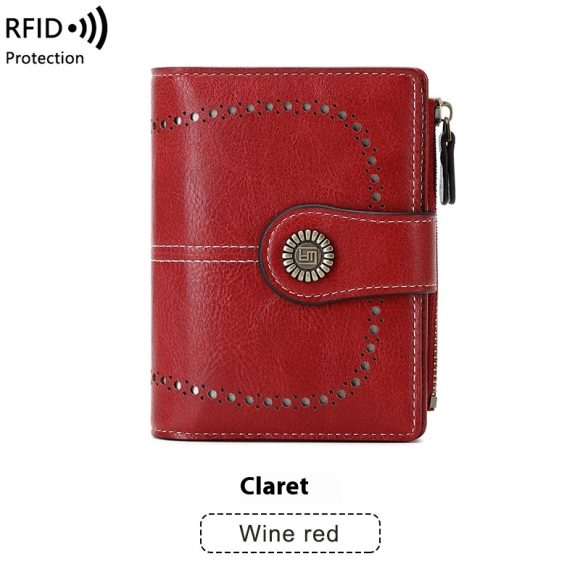 RFID Anti-theft Swiping Women's Wallet Multiple Card Slots Buckle Wallet - Image 10