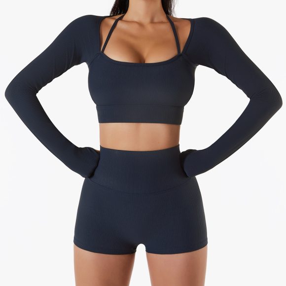 Sports Top Women's Quick-drying Workout Clothes With Chest Pad Slim Fit Skinny Long Sleeve Yoga Wear - Image 6