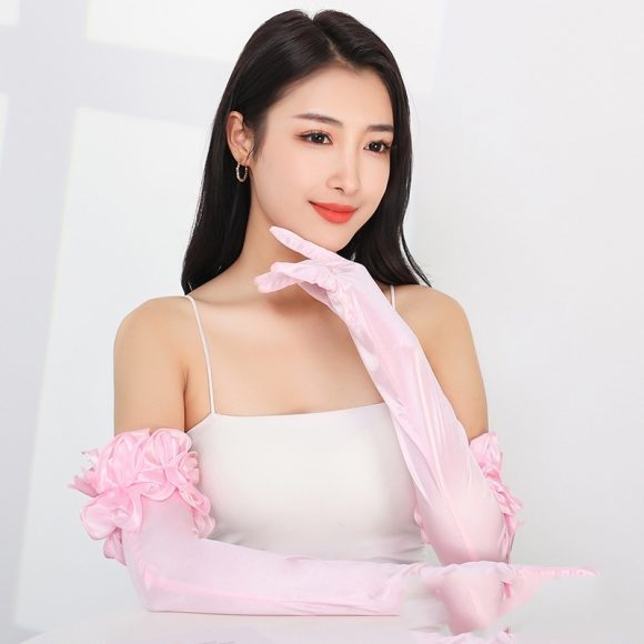 Satin Stretch Long Wedding Dress Etiquette Gloves Elegant - Image 8