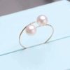 18k Gold Pearl Elastic Ring Au750 Color Gold Adjustable - Image 5
