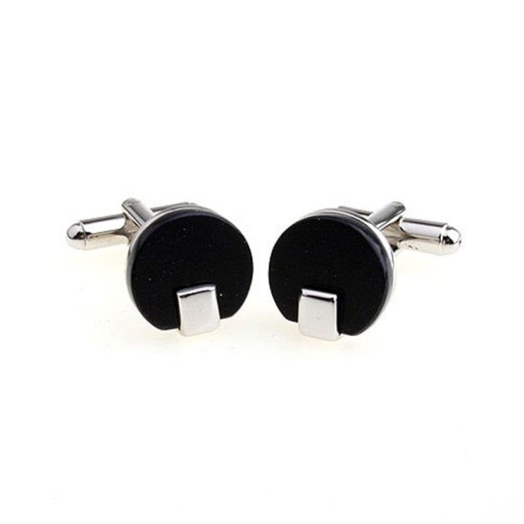 Men's Fashion Round Black Onyx Cufflinks - Image 5