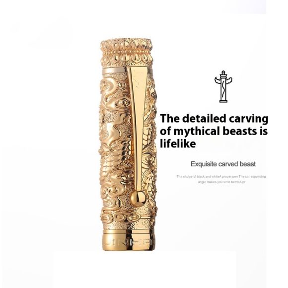 Retro Chinese Style Relief 18K Gold Plated Tip Gift Pen Two Colors - Image 5
