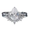 Simple Silver Classic Water Drop Big Diamond Zircon Ring - Image 3