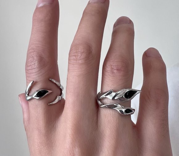 Irregular Shaped Black Onyx Metal Ring Street Tide Special-interest Design High Sense Men And Women - Image 3