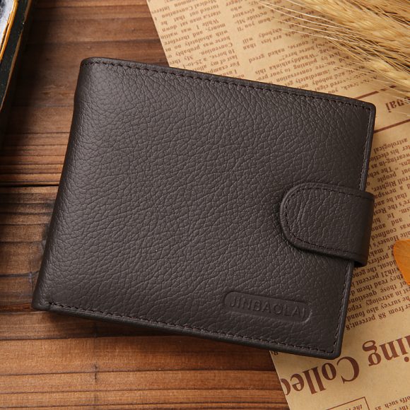 Men's Short Genuine Leather Vintage Zipper Buckle Wallet - Image 5