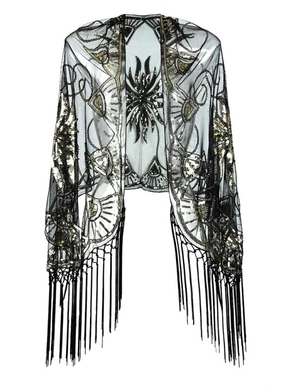 Flapper Gatsby Party Mesh Short Cover Up Dress Accessory - Image 5