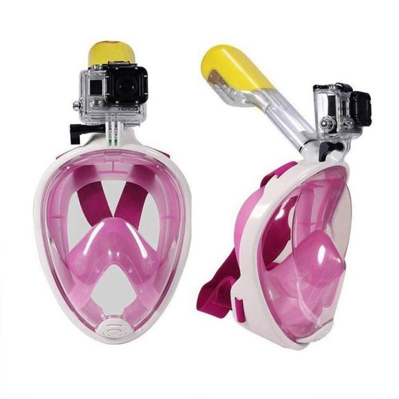 Anti Fog Snorkeling Full Face Mask Silicone Full Dry Diving Goggles With Camera - Image 6