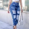 European And American Women's Skinny Jeans With Wood Ears