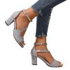 Buckle Suede Chunky Heel Roman High Heels - Image 5