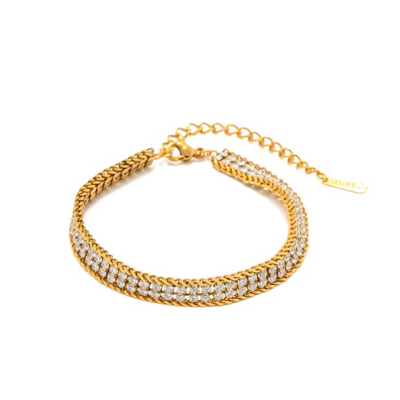 18K Gold Double-layer White Zircon Bracelet - Image 5