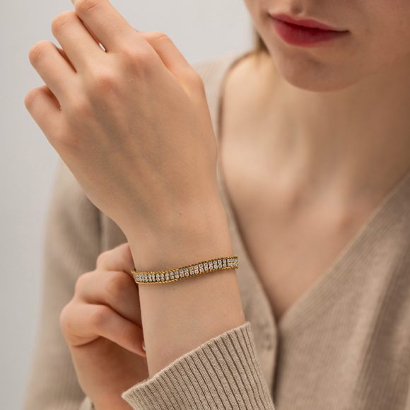 18K Gold Double-layer White Zircon Bracelet - Image 7