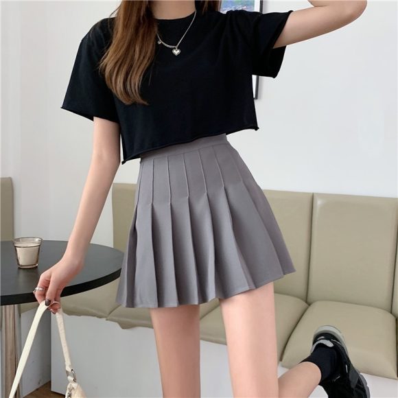Plaid Pleated Skirt Female High Waist Slim Short - Image 3