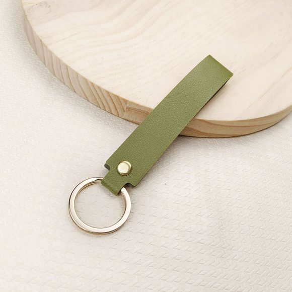Versatile Solid Color Leather Keychain - Image 4