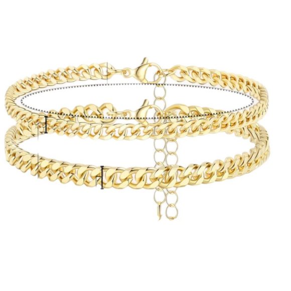 18K Gold Bold Cuban Link Chain Anklet Grinding Chain Fashion - Image 3
