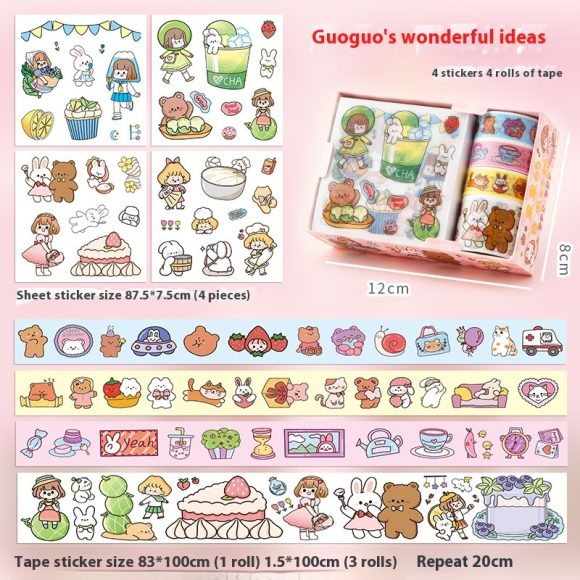 Cute Tape Sticker Gift Box Cartoon Stickers Suit Children's Film Sticker - Image 6