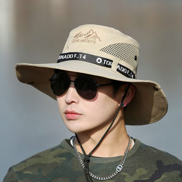 Mountaineering Fishing Sunscreen Travel Breathable Large Eave Visor Hat For Men - Image 5