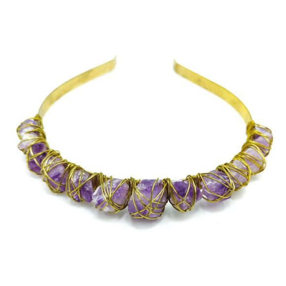 Natural Crystal Quartz Crown Born Amethyst Gemstone Wedding Headdress - Image 3