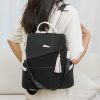 Simple Solid Color Backpack Women's Fashion Travel Backpack - Image 4