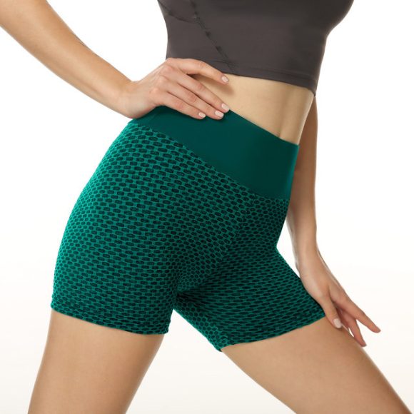 Honeycomb Design Yoga Pants Solid Color Hip-lifting Fitness Sports Shorts For Women - Image 6