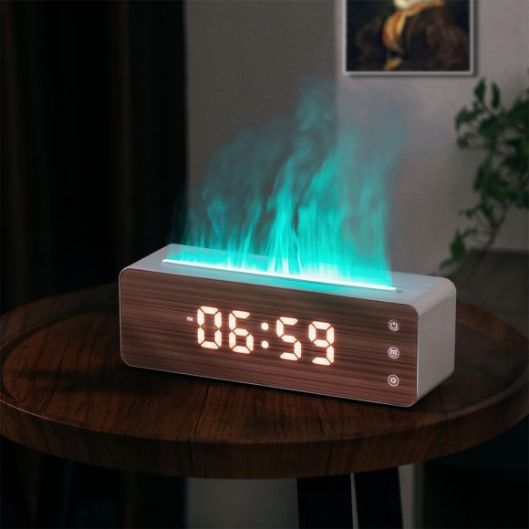 Flame Humidifier Flame Aromatherapy Machine With Clock Display  Desktop Aromatherapy Humidifier  Bedroom - Image 2